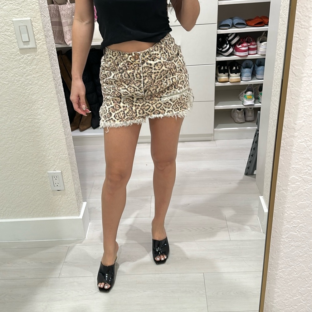 Leopard Jean skirt